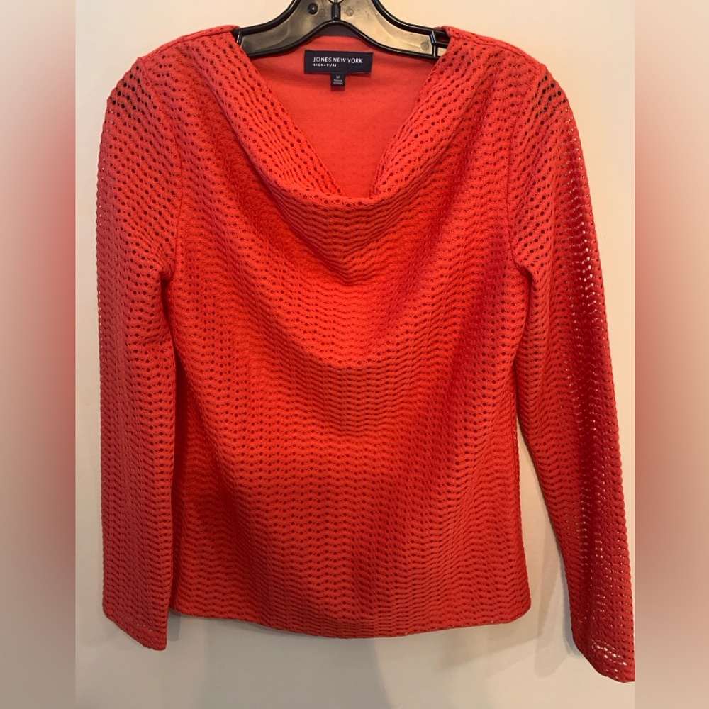 JONES NEW YORK Vibrant Red Cowl Neck Blouse